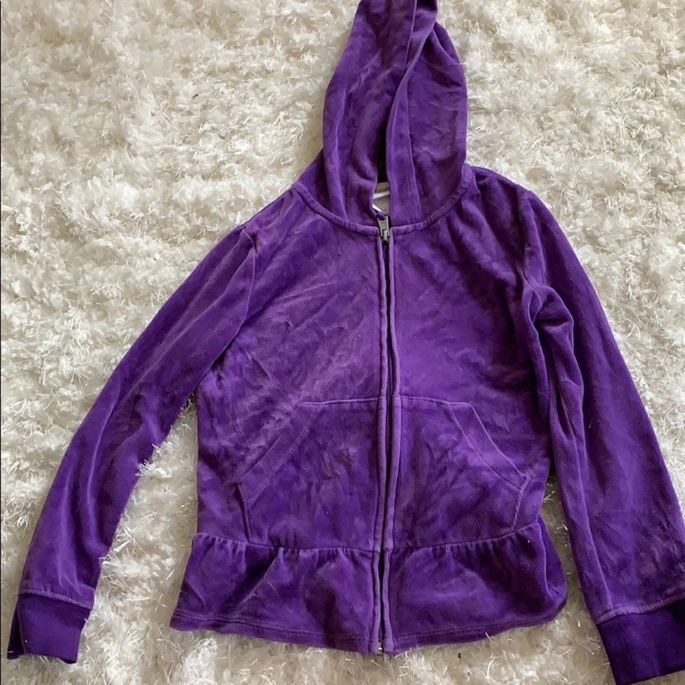 Circo girls purple velvet hooded sweatshirt Medium